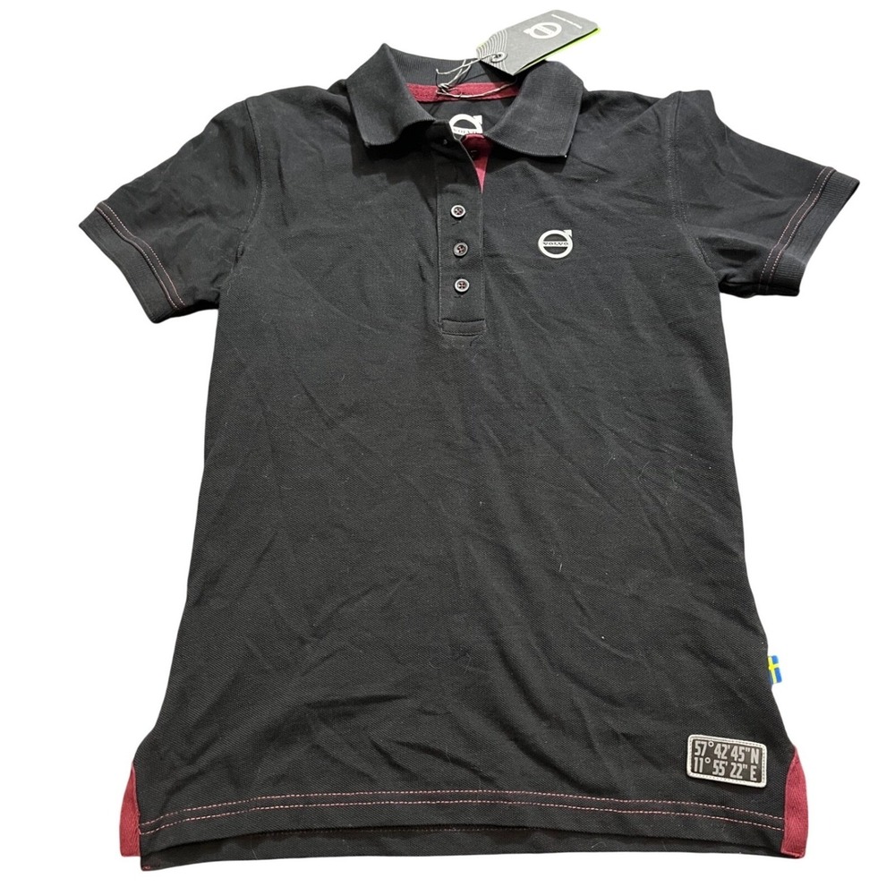 Volvo Polo Shirt Women‎ Small Black Short Sleeve Organic Cotton Logo Sustainable